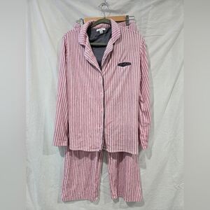 Halston Heritage Pink and Gray Striped Pajama Set Size Medium